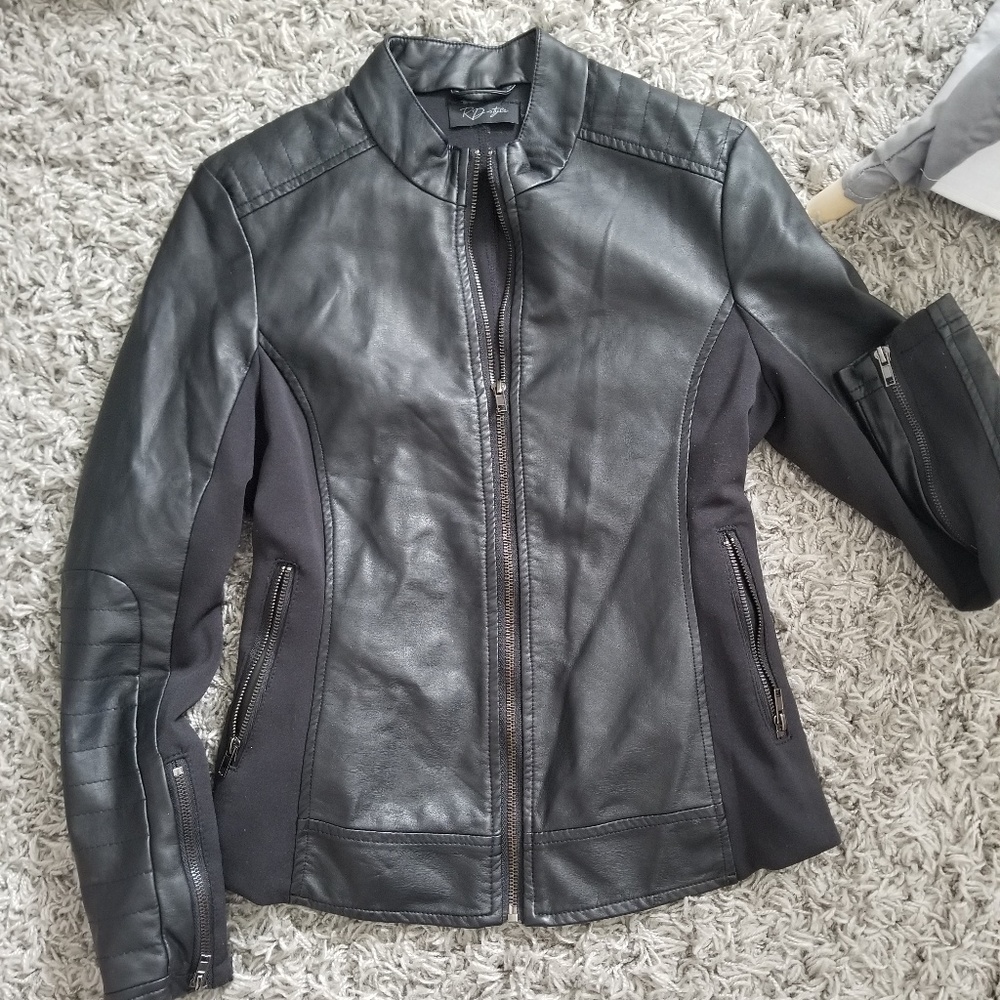 Faux black leather jacket small